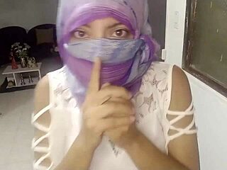 Steamy webcam session with a horny Muslim wife in hijab and niqab.