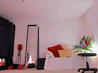 Feeling Naughty as a Curvy Redhead Maid in Hot Outfit. Cleaning the Room and Posing Seductively.