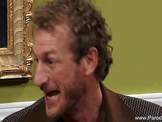 Redhead milf fucked on her couch, getting a cumshot