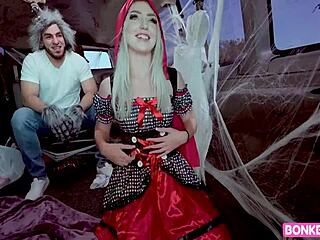 Blonde Britt Blair Shaved Teen Riding Hard