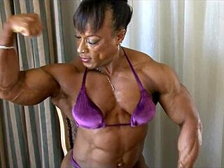 Muscle women show off their biceps in femdom scenes