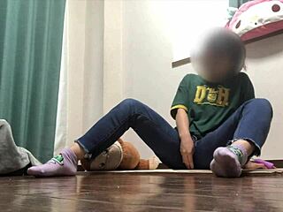 horny girl mistakes doll for guy and rubs her pussy on it