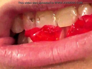 Fifi Foxx’s mouthful of gummy bears: a mouth vore fetish video