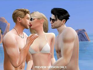 Taylor and Joe's romantic beach walk in a 3D animated hentai preview