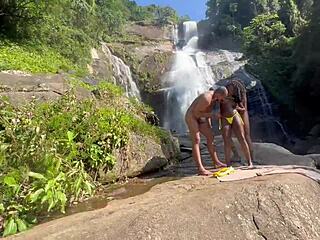 hey, me and my friend took the hot black girl to the waterfall and gave her some fun
