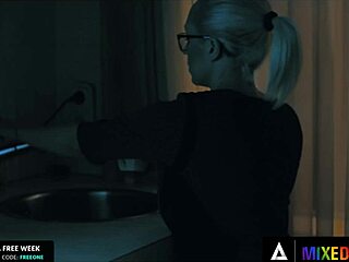 Christina Shine, that busty blonde milf, plays with her tits and pussy solo