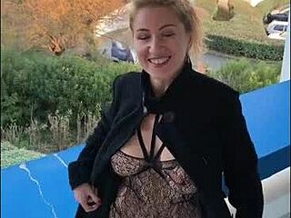 milf flashes and takes naughty snaps during sex challenge