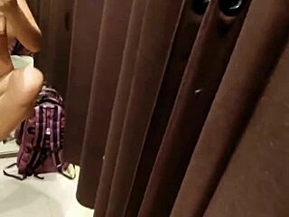 Naked shopping experience: A sexy girl’s self-pleasure in the fitting room