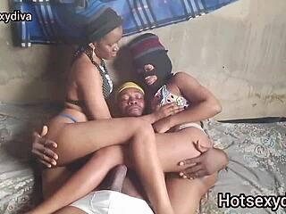 Hotsexy slut and roommate get wet pussy fucked hardcore by humongous black cock in threesome.