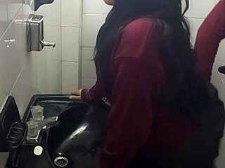 Long-haired Latina teen gets her ass ripped in bathroom