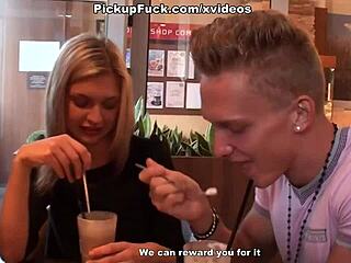 Blonde in stockings, wanna see her fucked in the toilet?