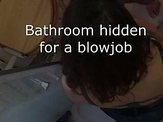 bathroom best hidden for a blowjob with shaved pussy slut