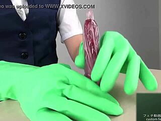 Feel that latex glove stroking your cock