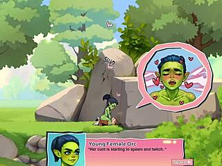 Young female orc dominates with face-sitting on lucky boy in horny game review
