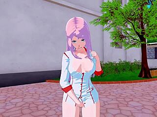 Sakura the nurse in a POV hentai animation game in 3D