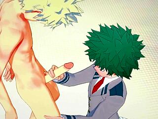 Schwule Midoriya und Bakugou in einer rohen asiatischen Badezimmer-Szene