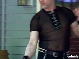 in the outdoor bondage scene, the mistress spanks and deepthroats her two whores