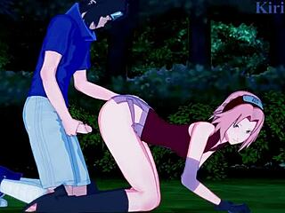 3D-animoitu porno, jossa Sakura, Naruko ja Sasuke