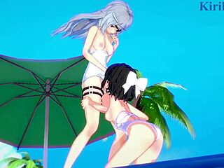 Miku Kohinata e Laura Bodewig em hentai 3D