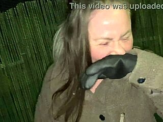 Cracky forgets objects stuffed in her shaved pussy during public stunt