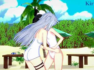 Miku Kohinata y Laura Bodewig en hentai 3D