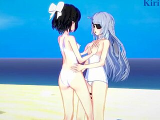 Miku Kohinata and Laura Bodewig in 3D hentai