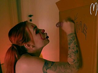 Halloween Stories Unfold with Crazy Redhead at Gloryhole Giving Deepthroat