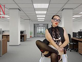 Adorable Naked Secretary Seduces Boss with Pussy and Tits Display