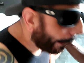 Harvesting male nectar with horny ebony blowjob.