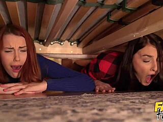 Redhead And Brunette Babes Get Pussies Pumped Before Threesome!