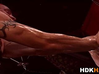 Gay studs get extreme leather fisting in hardcore fetish scene