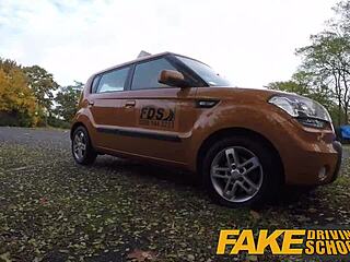 fake driving school with creampie clips featuring black girls and geeky blonde