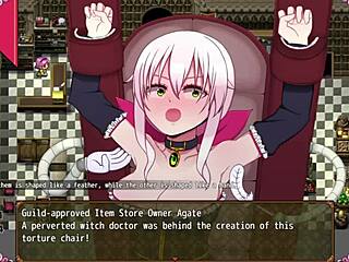 Cute petite Ceres cries on massage chair in hentai game, cock and cum everywhere 😩💦