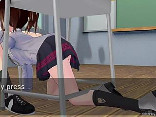 Karin in a school blazer, 3D animated cartoon with oral sex