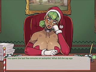 Huge tits bouncing in 3D Christmas hentai game