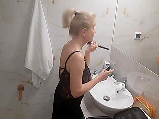 Hey, watch Jenny the blonde prep for disco night! 💃