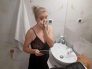 Hey, watch Jenny the blonde prep for disco night! 💃