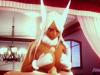 Boku no hero hentai with POV Rumi Usagiyama boobjob and wild ride