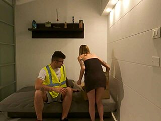 annika opens door in robe, no cash for delivery!