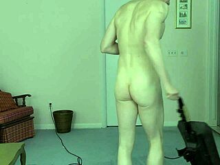 Gay man cleans the house and shows off his body