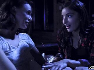 Mysterious hermit watches girlfriends engage in lesbian pussy licking