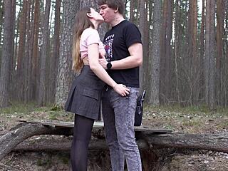 Wet and wild public sex in the woods with amateur couple