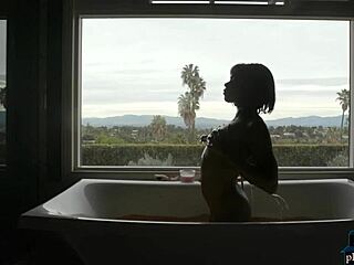 Hey, wanna see tall black milf Ana Foxxx strip down for a steamy bath?