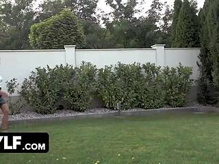 milf in bikini lures neighbor boy for cum on face