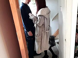 What mischief does the plumber get into with this milf? Blowjob and cumshot action.