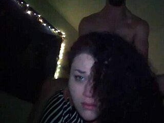 Amateur couple having rough sex at night