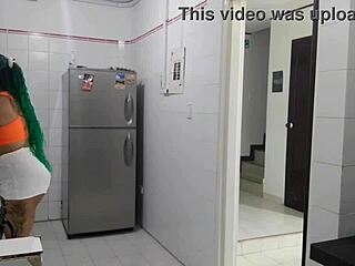 Colombian Maid Sucks Cock While Masturbating Her Wet Pussy