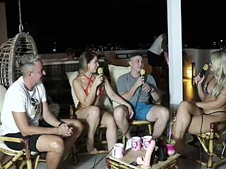 Ela estava noiva, mas transou ao ar livre com Victor Mustang e Elo Cardone em sheer red!