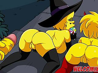 Hentai-style porn with The Simpsons characters on Halloween night