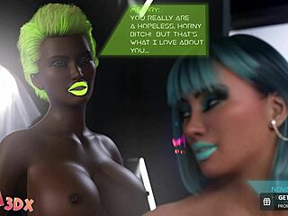 horny blue hair bitch in futa3dx sucks futa cock